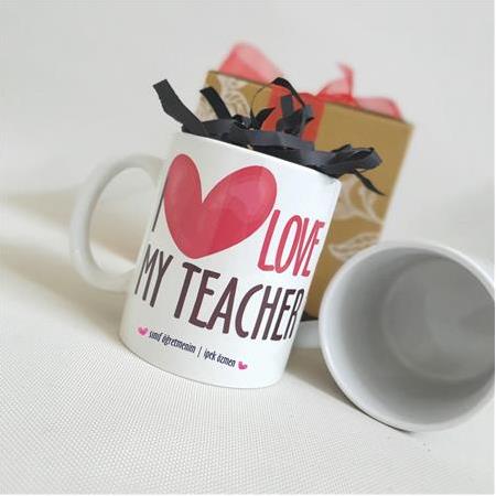 I Love My Teacher Doğum Günü & Öğretmenler Günü Çift Taraflı Baskı Kişiye Özel Tasarım Kupa Bardak